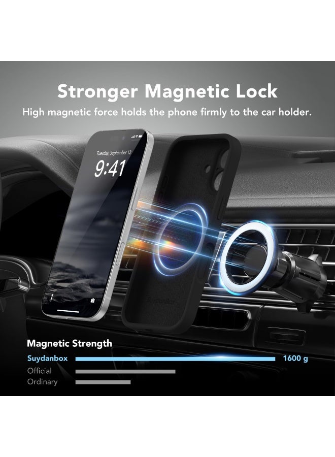SUYDANBOX Magnetic for iPhone 17 Case, Compatible with MagSafe, [Full Camera Protection][Screen Protector] Silicone Shockproof Protective Phone Case for iPhone 17 6.3", Black - Image 3